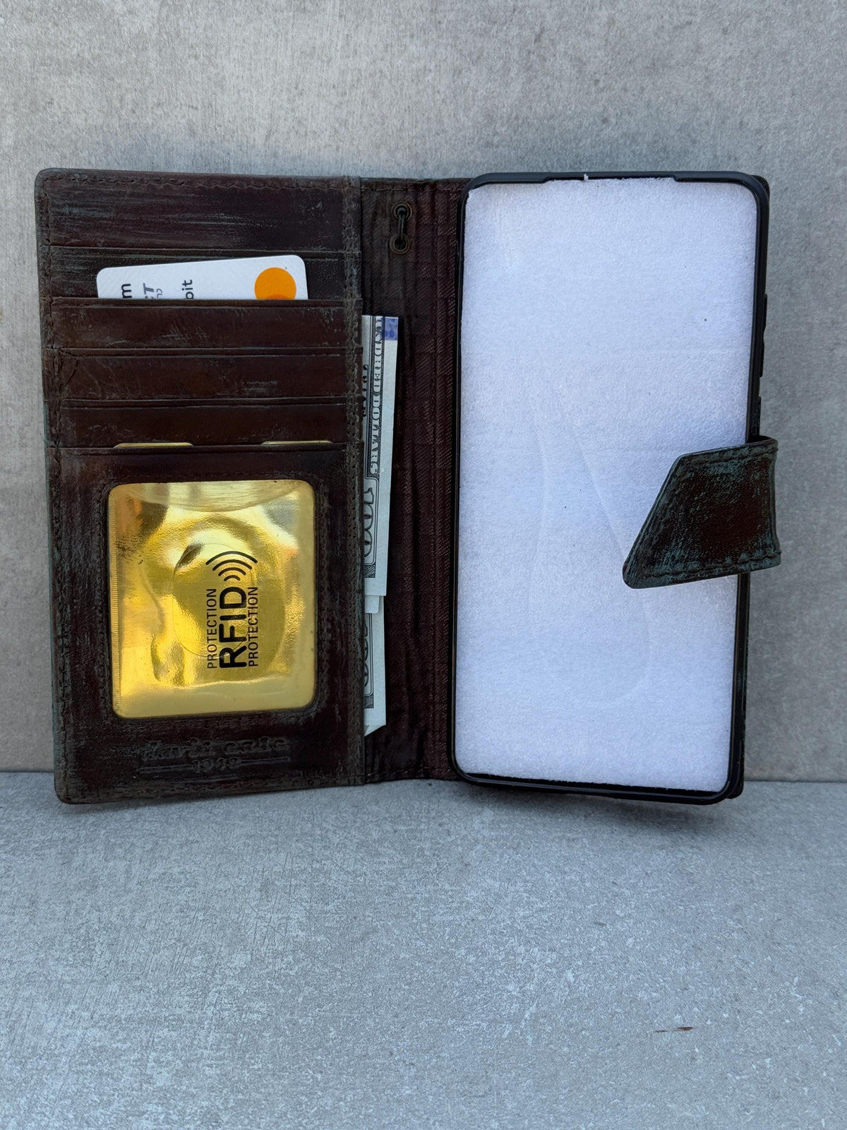 Handmade Leather Wallet Case for Galaxy Z Fold: Art Book Cover