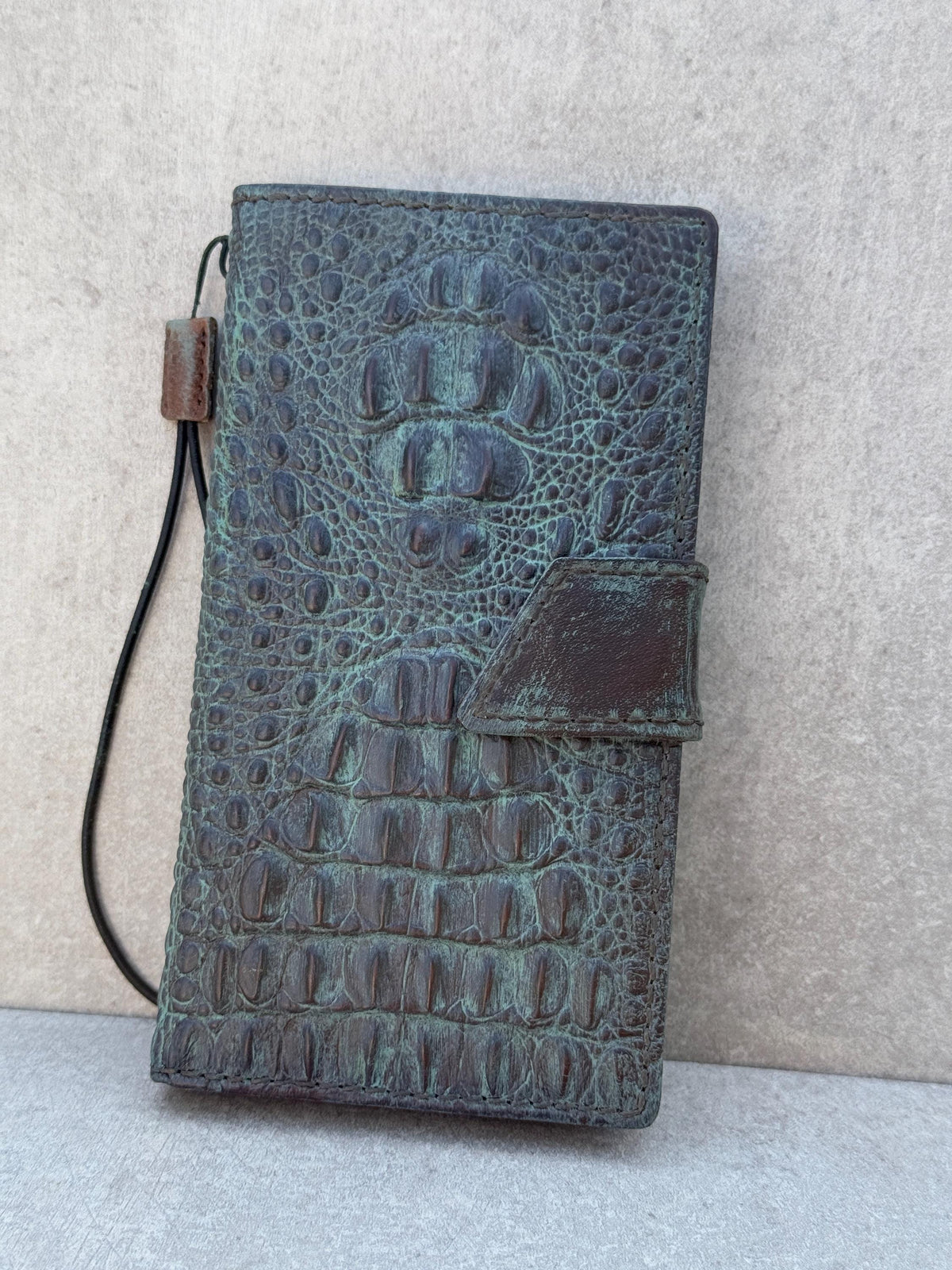 Handmade Leather Wallet Case for Galaxy Z Fold: Art Book Cover