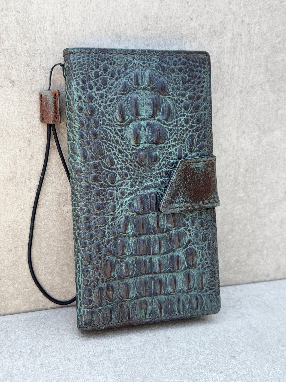 Handmade Leather Wallet Case for Galaxy Z Fold: Art Book Cover