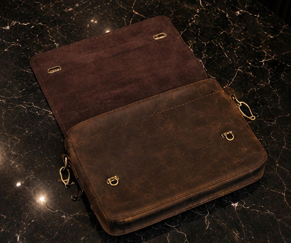 Handcrafted Brown Leather Laptop Bag, Unisex Work Satchel, Everyday Companion