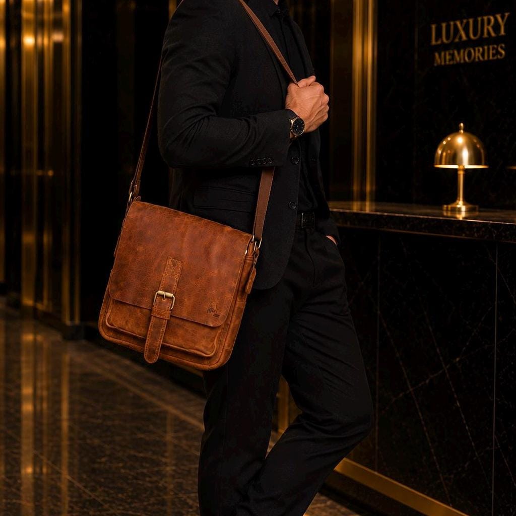 Genuine Leather Bag - Handmade Side Bag for Men and Women Vintage Gift