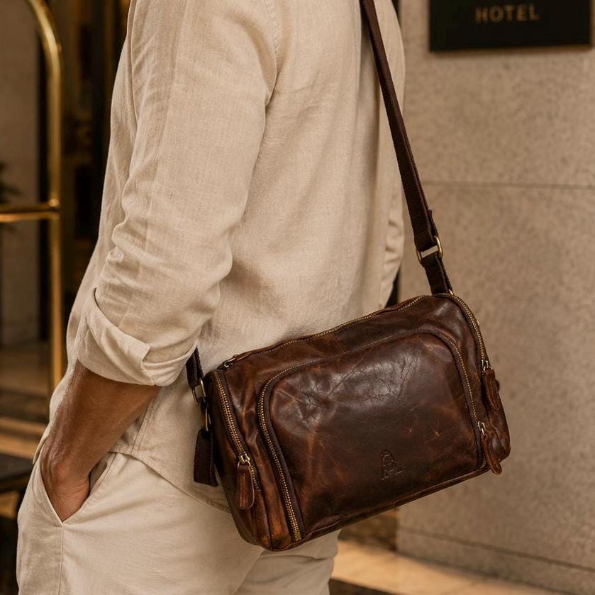 Handcrafted Brown Leather Laptop Bag, Unisex Work Satchel, Everyday Companion