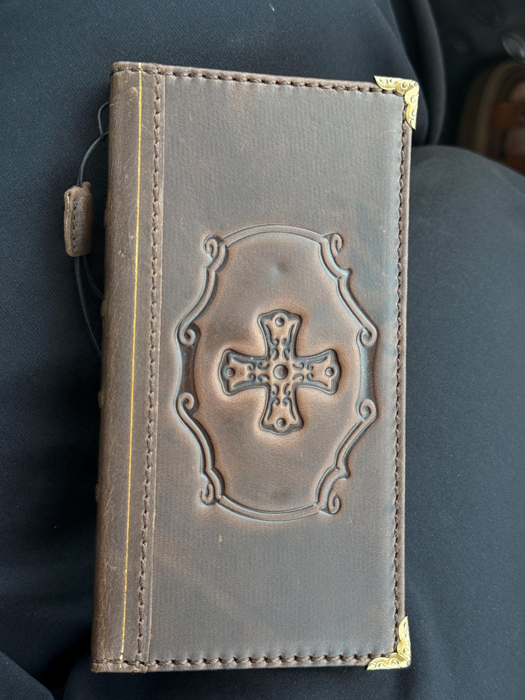 Embossed Leather iPhone Wallet : Vintage Book Style - iPhone 8 to 17 Pro Max