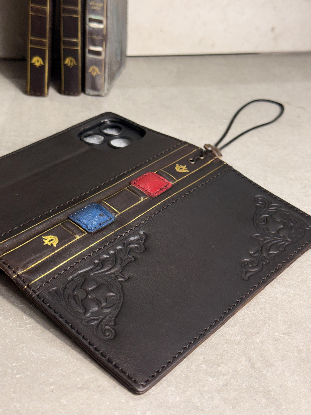 Handmade Black Leather Book Wallet Case for Samsung Galaxy S Series (Ultra FE)