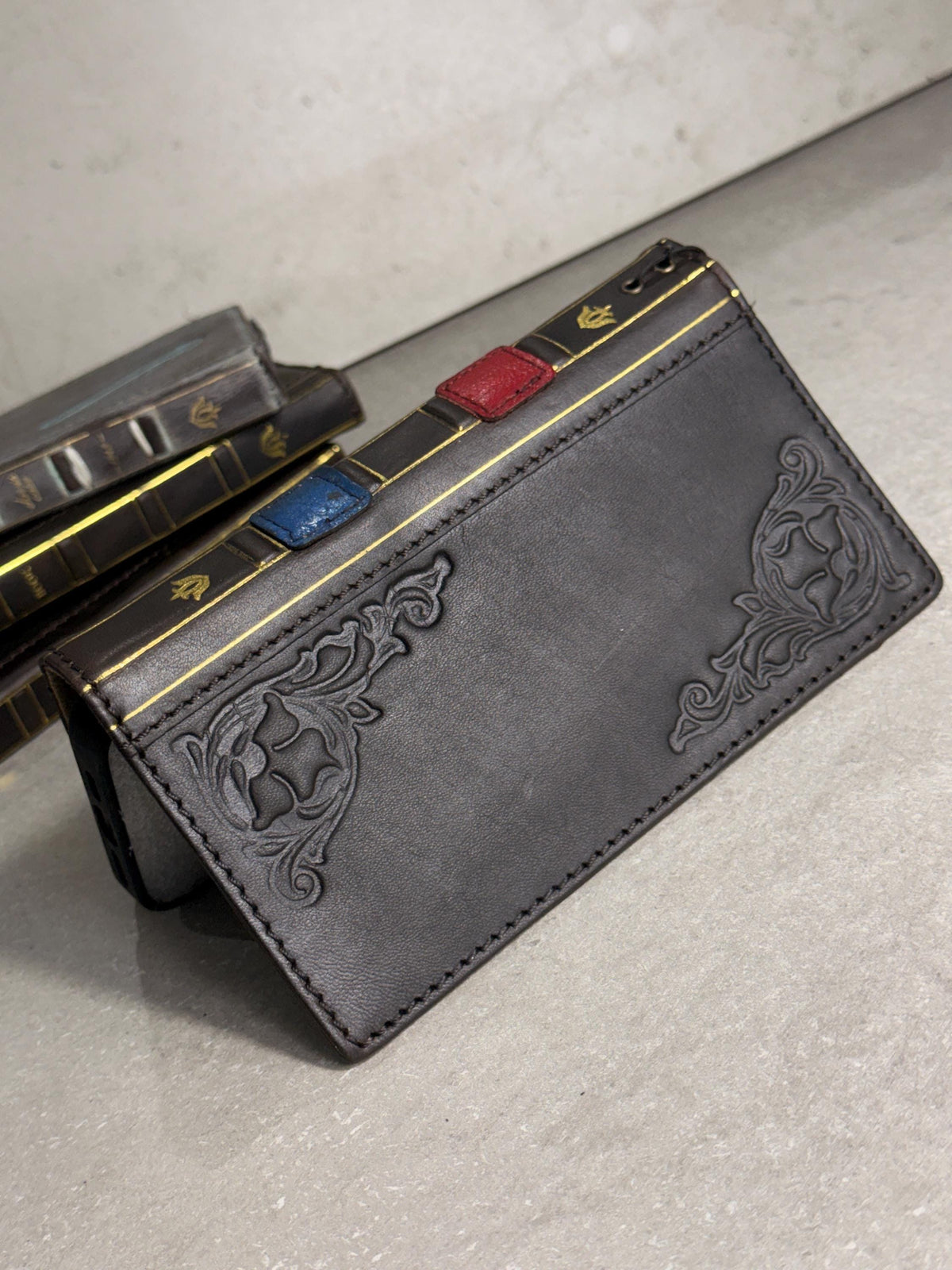 Handmade Black Leather Book Wallet Case for Samsung Galaxy S Series (Ultra FE)
