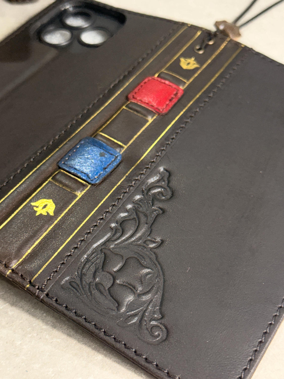 Handmade Black Leather Book Wallet Case for Samsung Galaxy S Series (Ultra FE)
