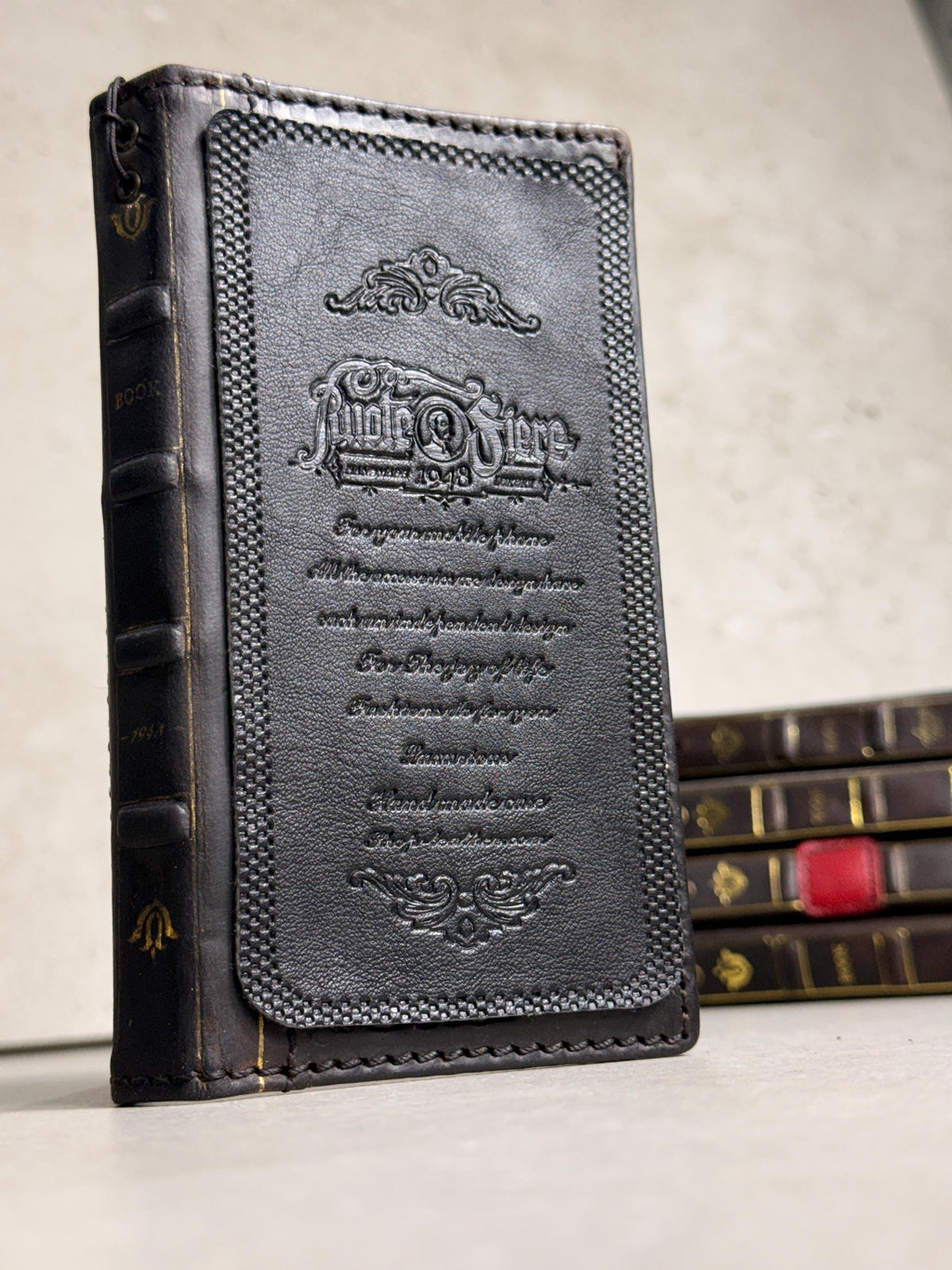 Handmade Black Leather Book Wallet Case for Samsung Galaxy S Series (Ultra FE)