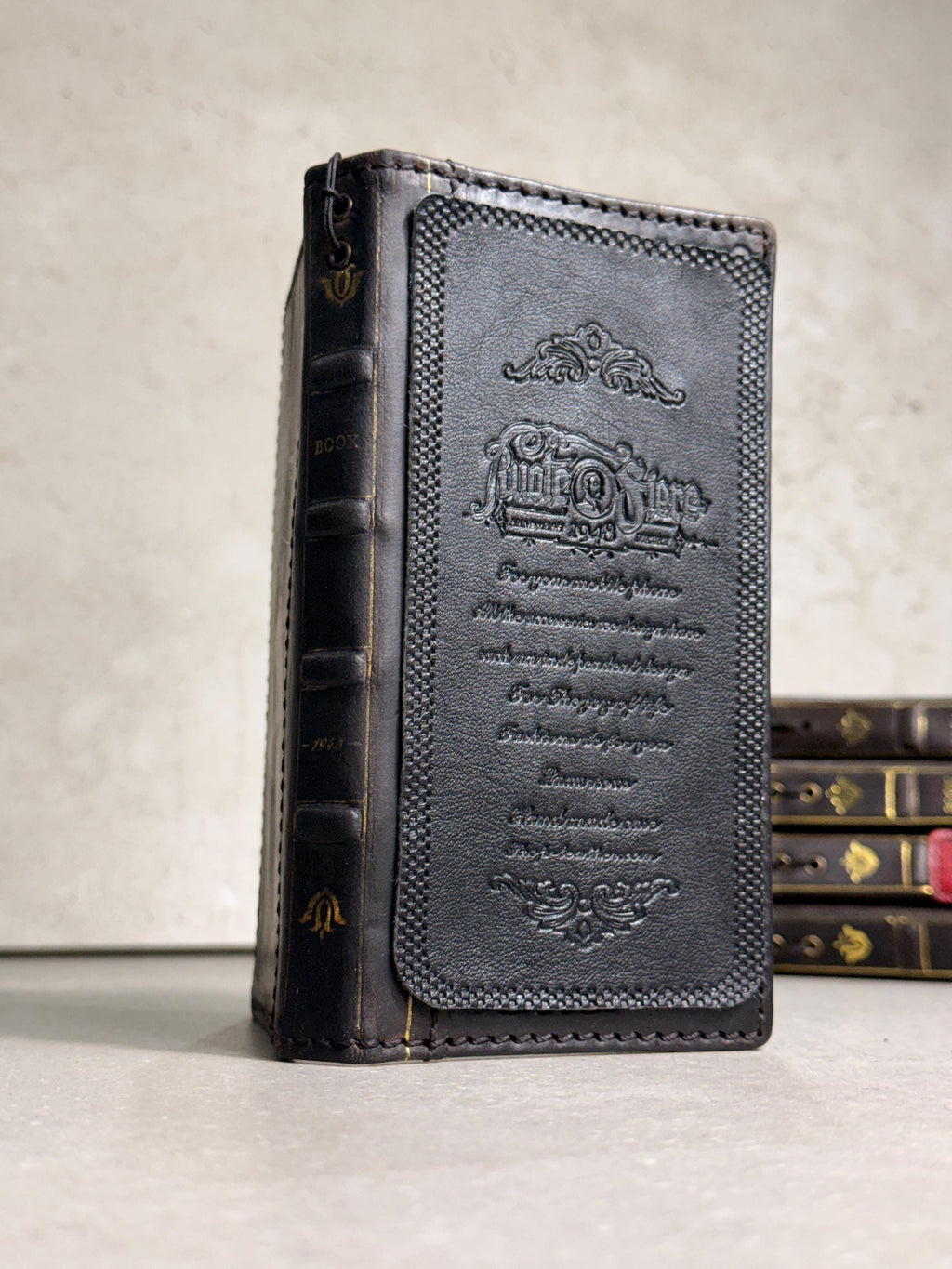 Genuine Leather Google Pixel Wallet Case: Vintage Hamsa Art Design