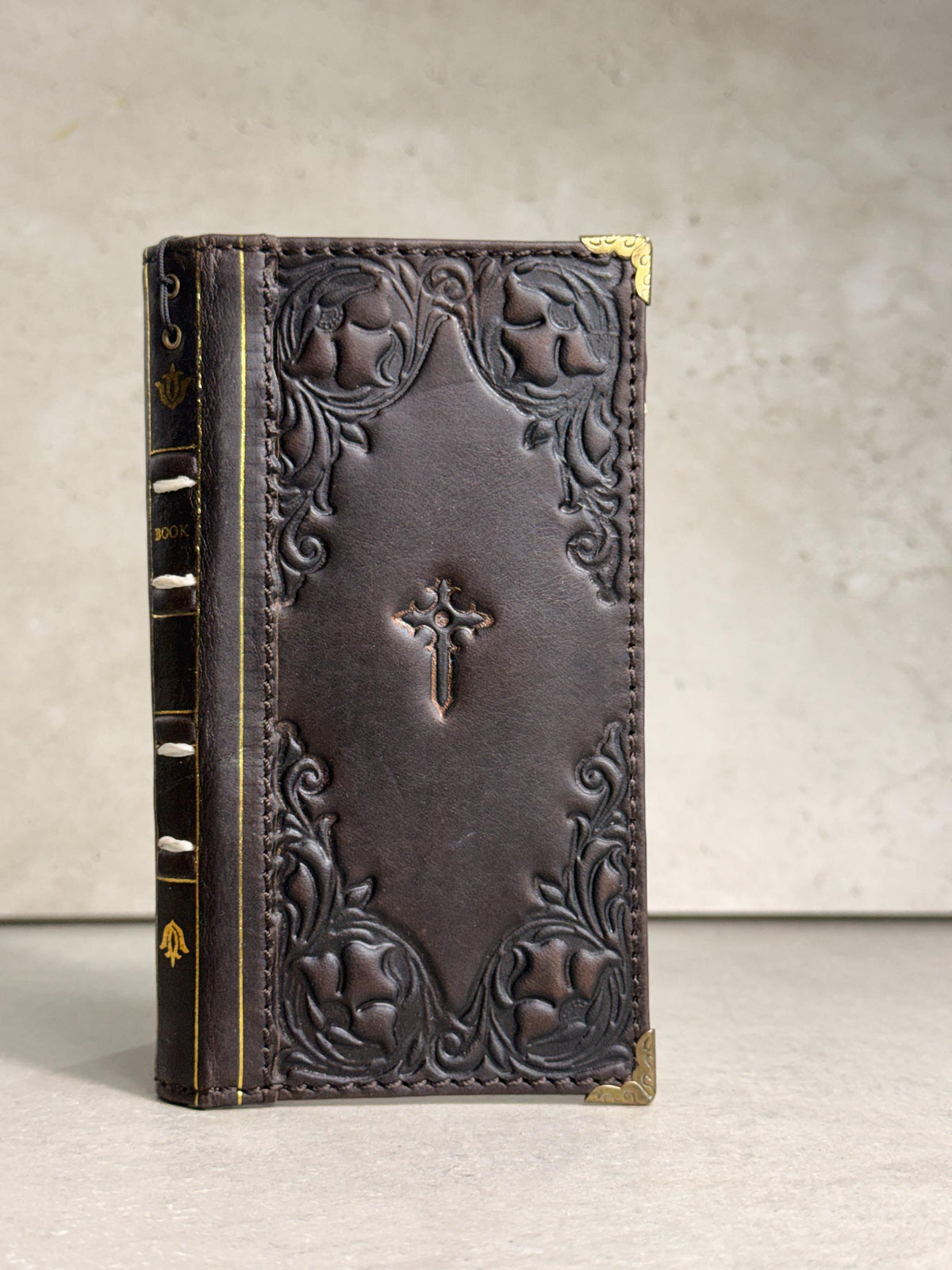 Genuine Leather Wallet Case: Vintage Book Style, Card Slots Motorola