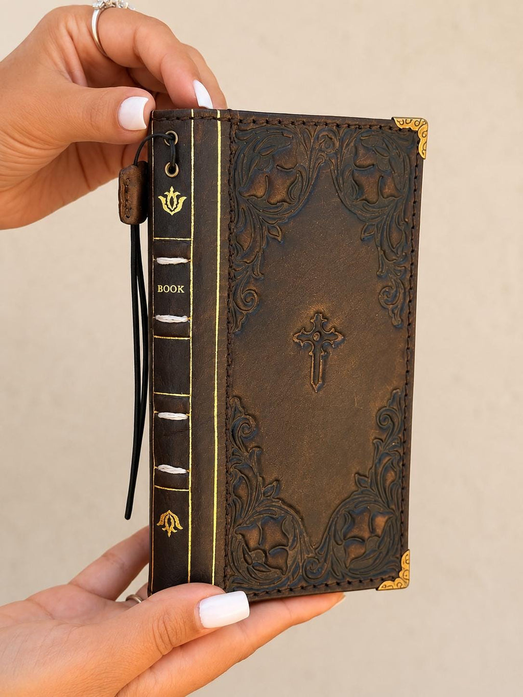 Handmade Ostrich Leather iPhone Case: Vintage Book Style 17