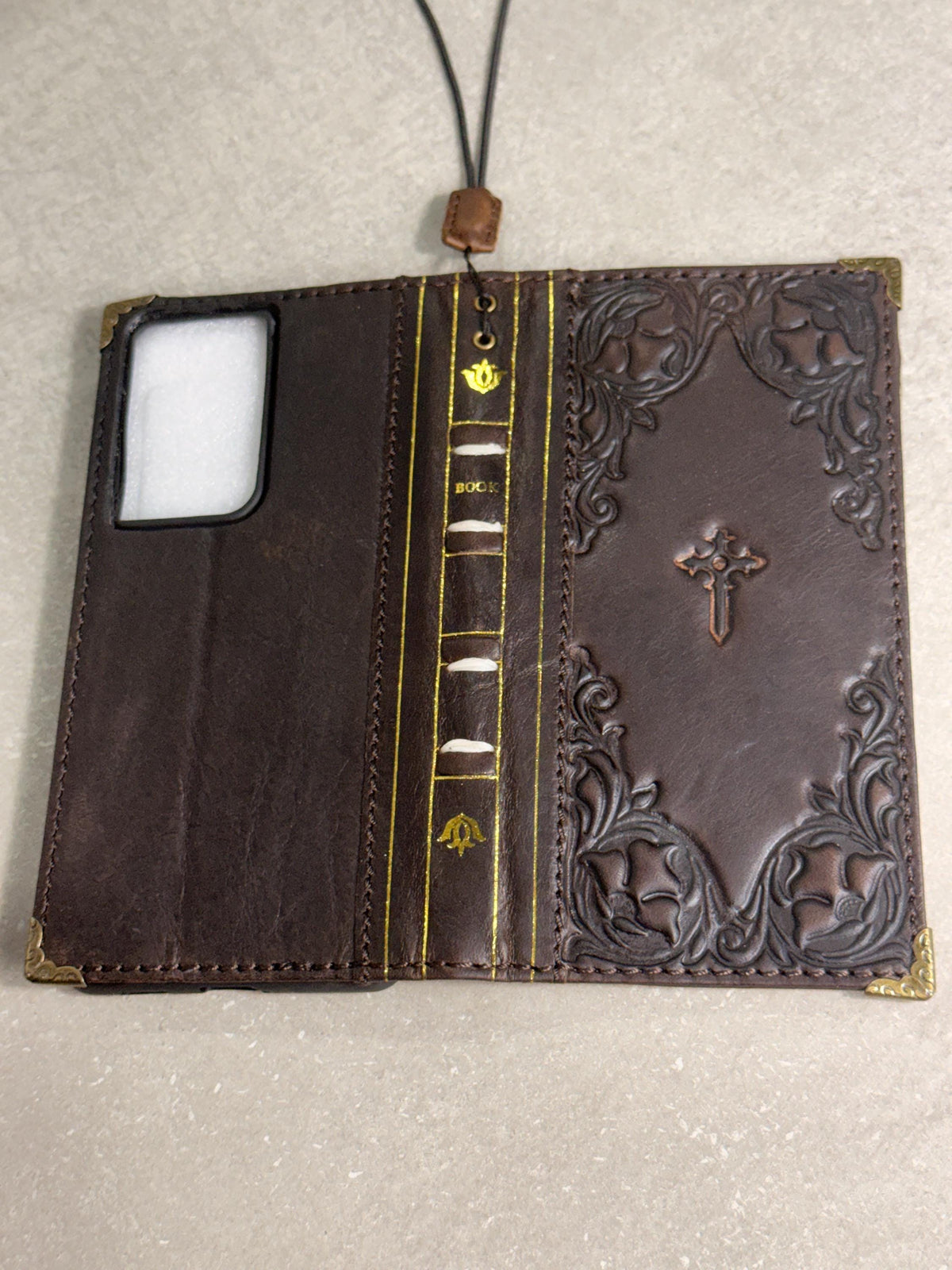 Handmade Leather Wallet Case: Samsung Galaxy, Card Slots, Book Design