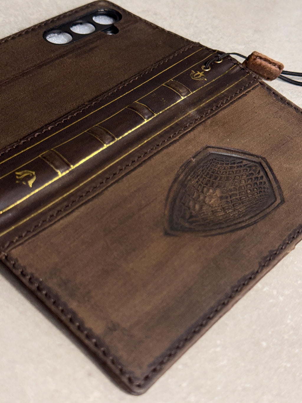 Handmade Black Leather Book iPhone Case: Vintage Art Design Wallet Cover Ip 7-18 max