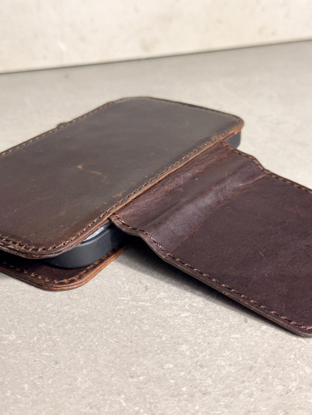 Handmade Black Leather Book iPhone Case: Vintage Art Design Wallet Cover Ip 7-18 max
