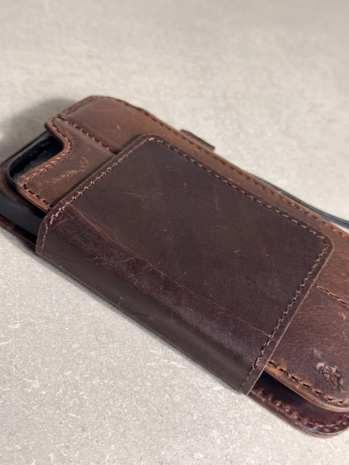 Handmade Black Leather Book iPhone Case: Vintage Art Design Wallet Cover Ip 7-18 max