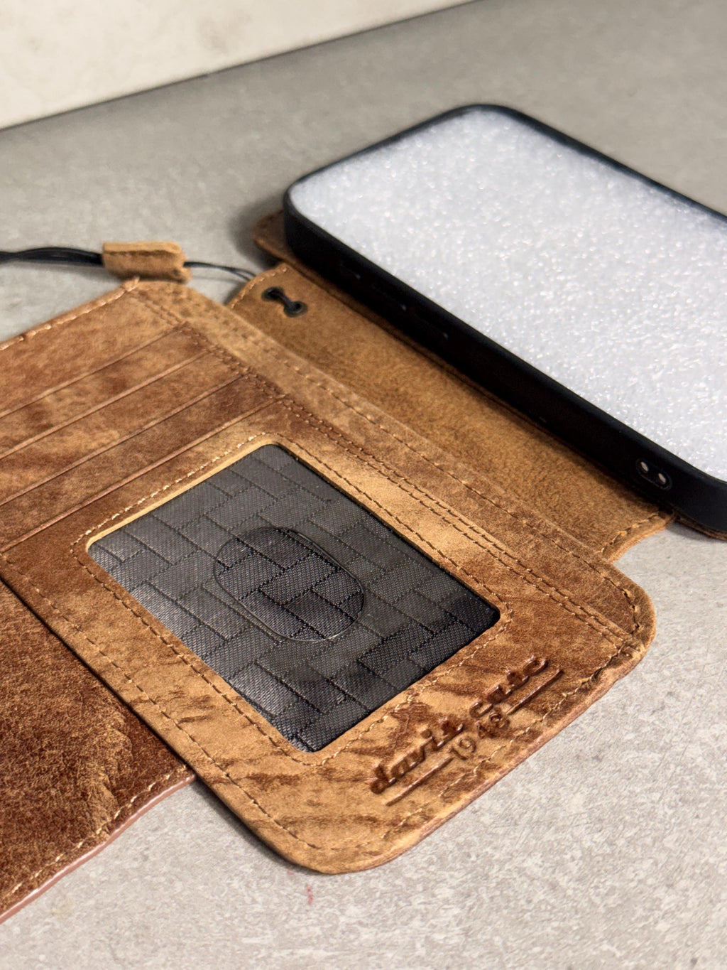 Handmade Black Leather Book iPhone Case: Vintage Art Design Wallet Cover Ip 7-18 max