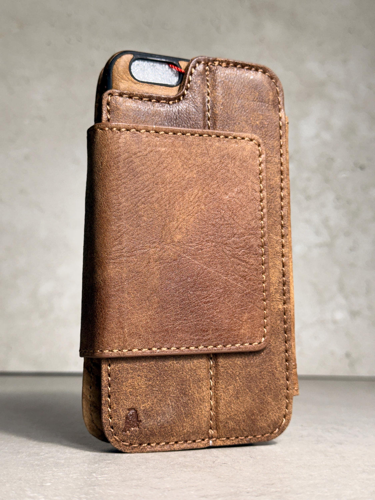 Handmade Black Leather Book iPhone Case: Vintage Art Design Wallet Cover Ip 7-18 max