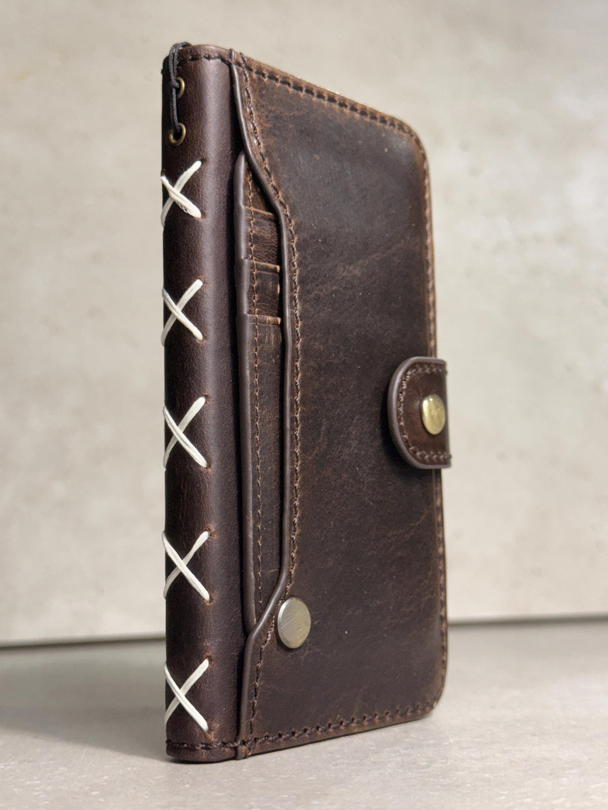 Handmade Leather Wallet Case: Galaxy S21 S22 S23 S24 S25 Ultra, Card Slots