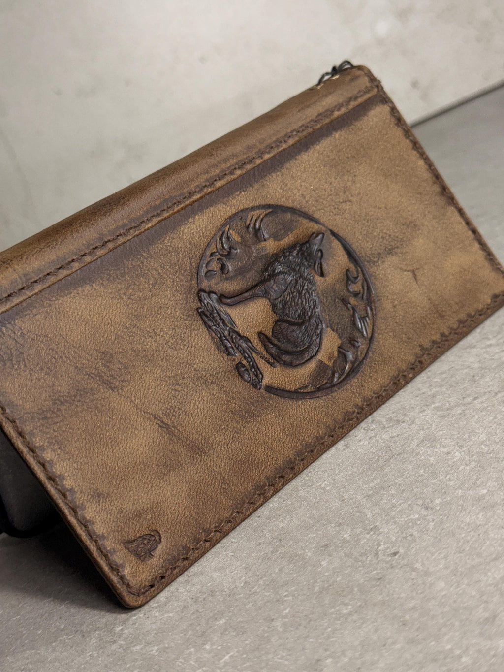 Handmade Leather Wallet Case for Galaxy Z Fold: Tree of Love Design