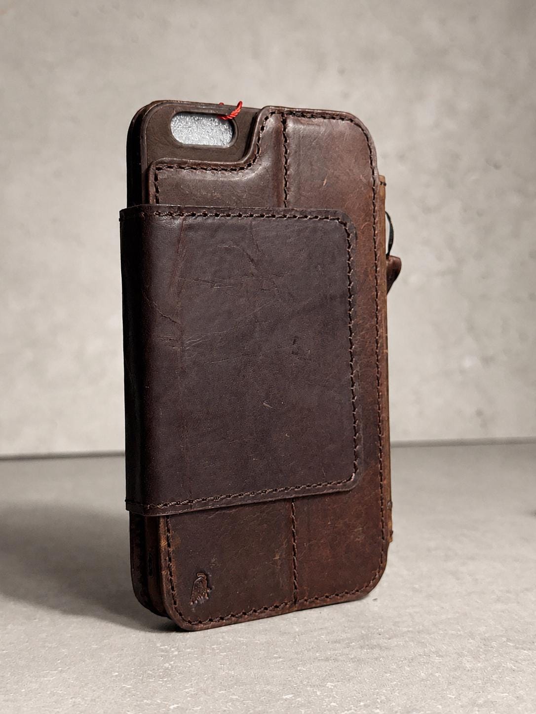 Handmade Black Leather Book iPhone Case: Vintage Art Design Wallet Cover Ip 7-18 max