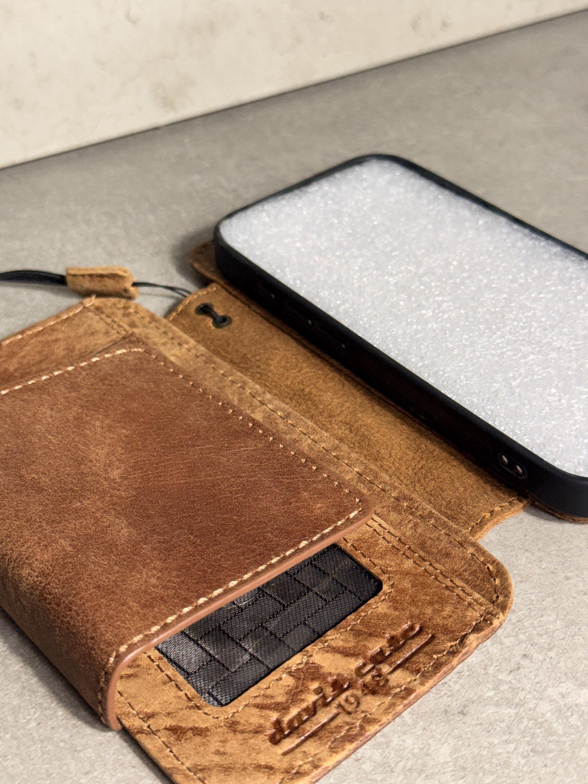 Handmade Black Leather Book iPhone Case: Vintage Art Design Wallet Cover Ip 7-18 max