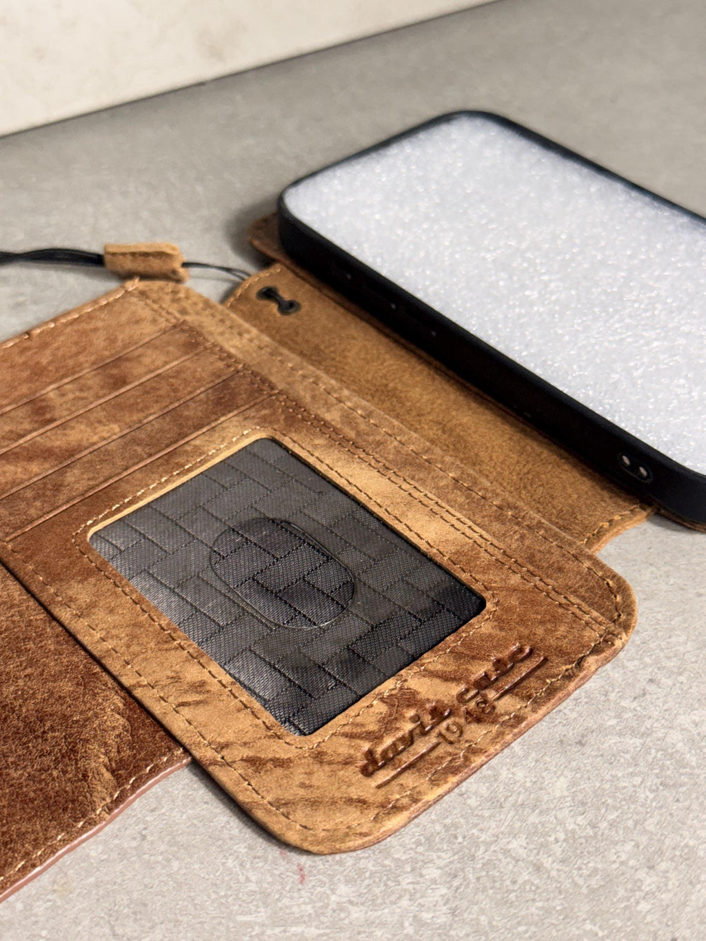 Handmade Black Leather Book iPhone Case: Vintage Art Design Wallet Cover Ip 7-18 max