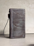 Handmade Black Leather Book iPhone Case: Vintage Art Design Wallet Cover Ip 7-18 max