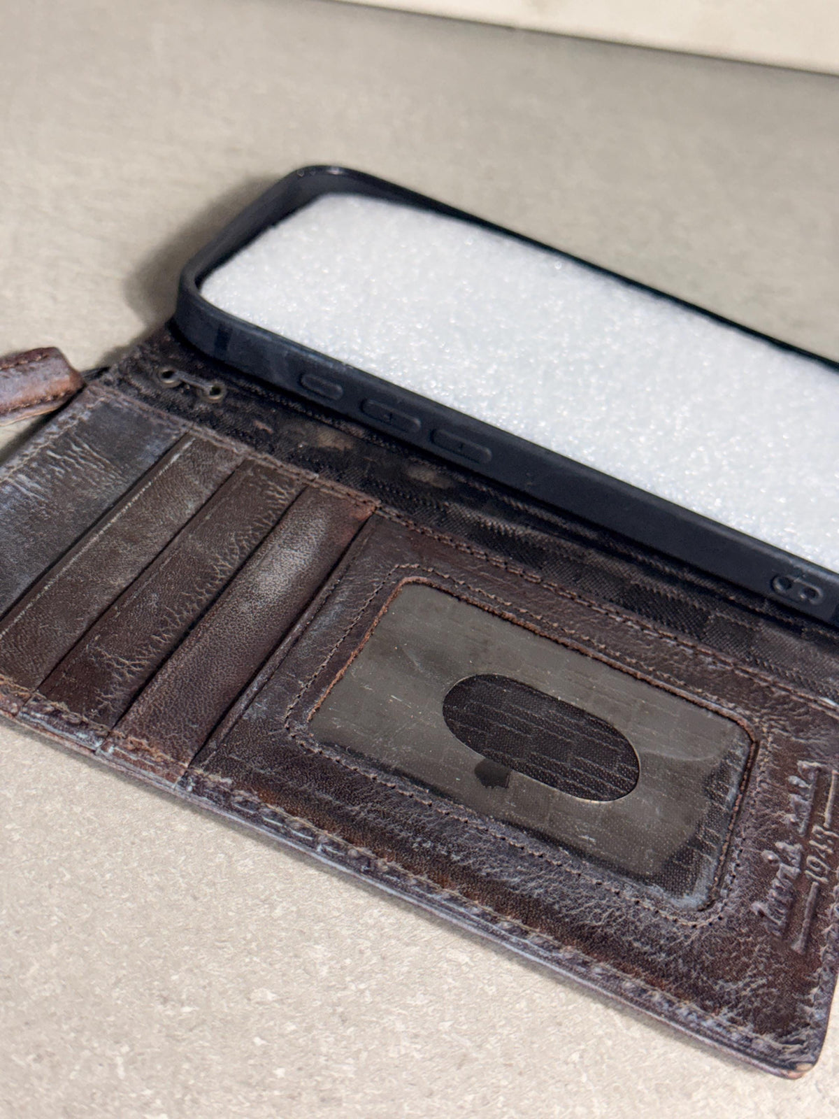 Handmade Black Leather Book iPhone Case: Vintage Art Design Wallet Cover Ip 7-18 max