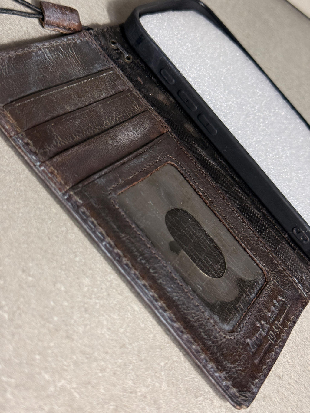 Handmade Black Leather Book iPhone Case: Vintage Art Design Wallet Cover Ip 7-18 max