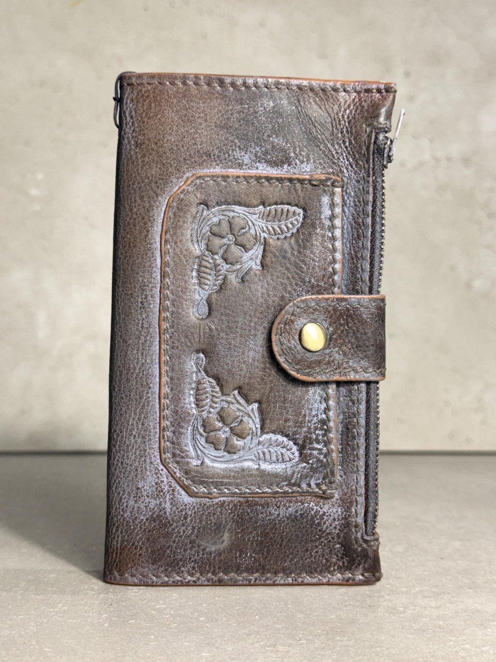 Genuine Leather Wallet Case: Vintage Book Style, Card Slots Motorola