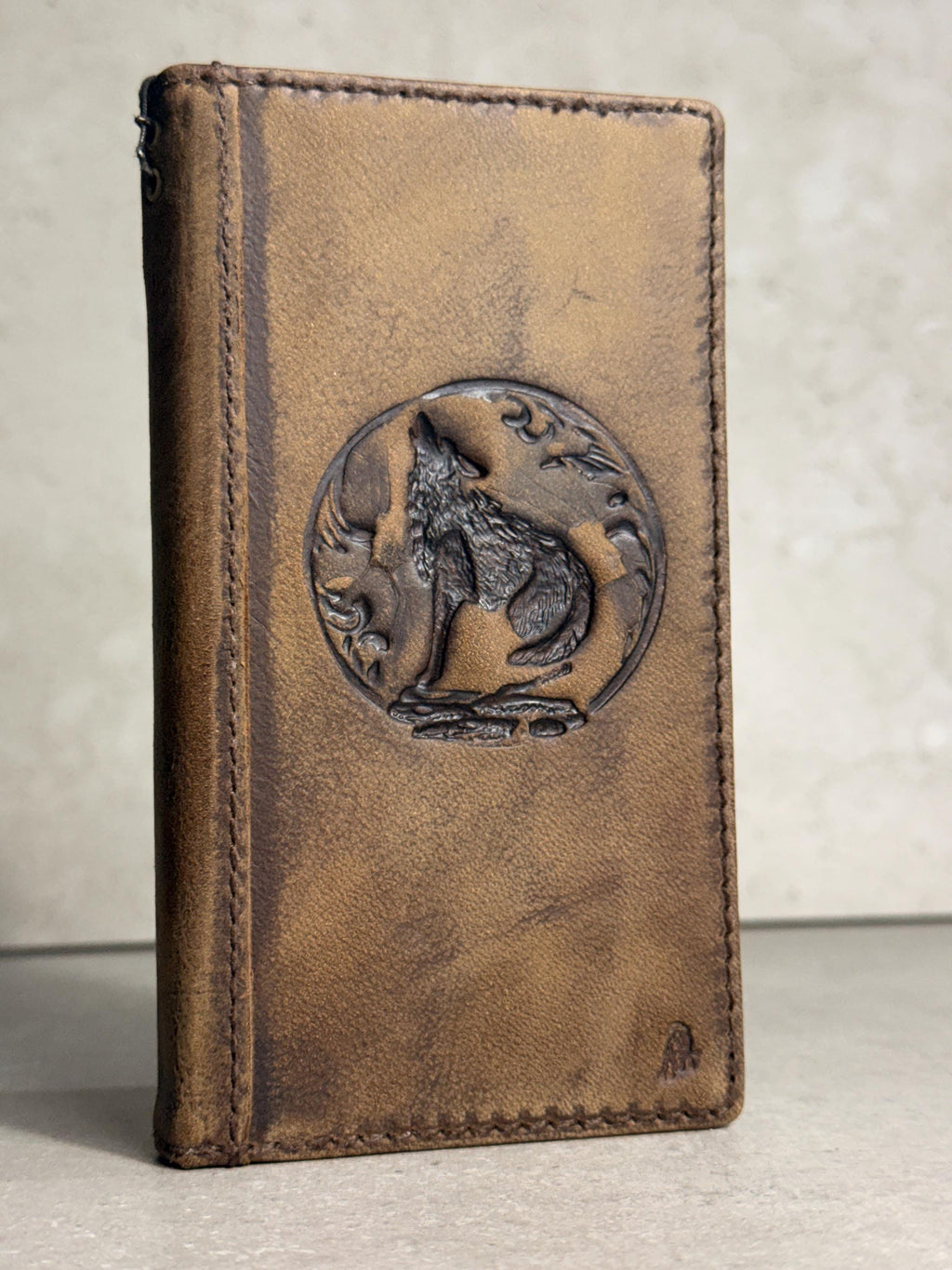 Handmade Leather Wallet Case for Galaxy Z Fold: Tree of Love Design